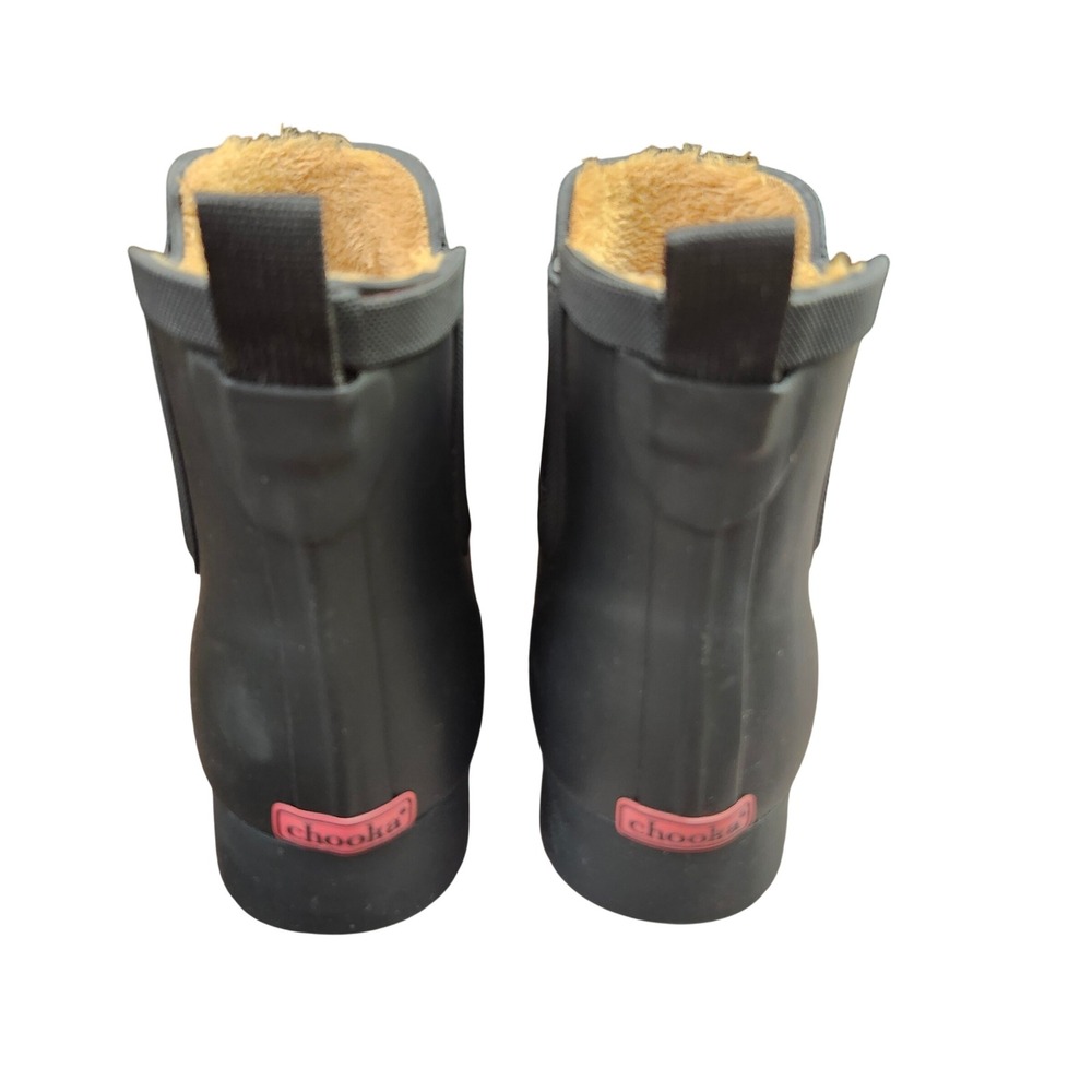 Chooka Elridge Chelsea Black Waterproof Rain Boots Faux Fur Lined Womens 7 EU 38 - Picture 5 of 8